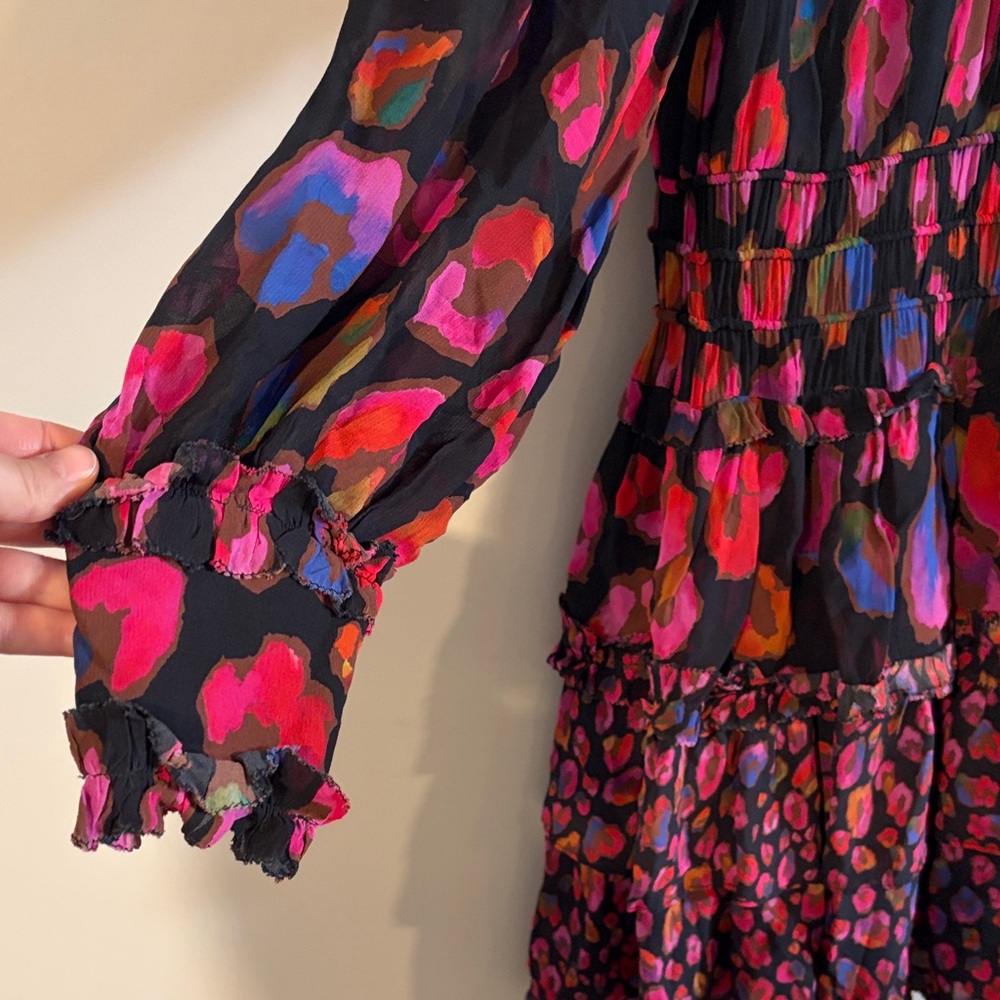 Farm Rio Iridescent Leopard Ruffled Mini Dress - Picture 3 of 9